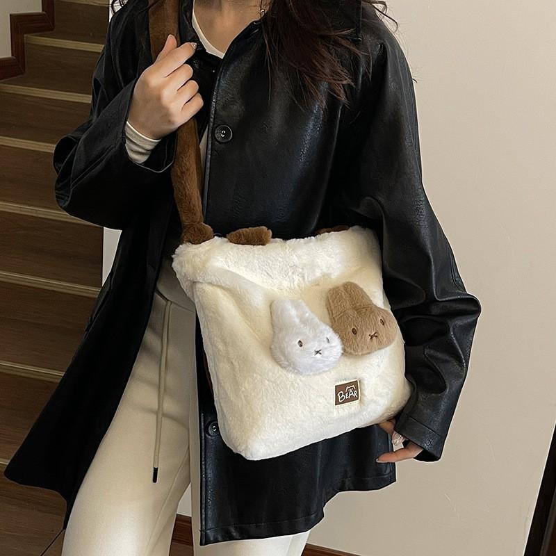 Large-capacity Plush Tote Bag Female Ins Cute Rabbit Armpit All-matching Girl One-shoulder Cross-body