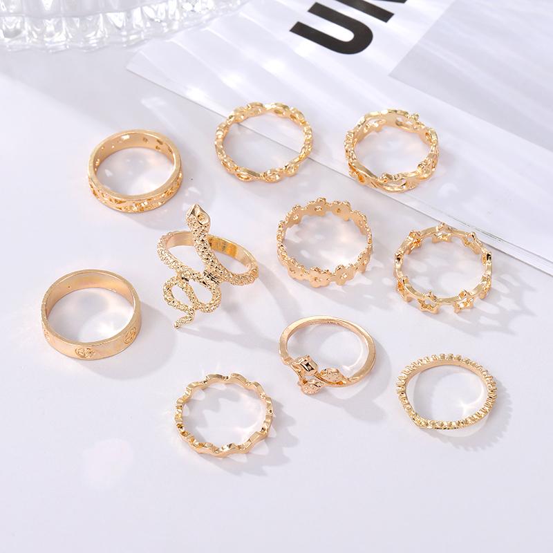 Tierschmuck, Schlangenförmiges 10-teiliges Ringset