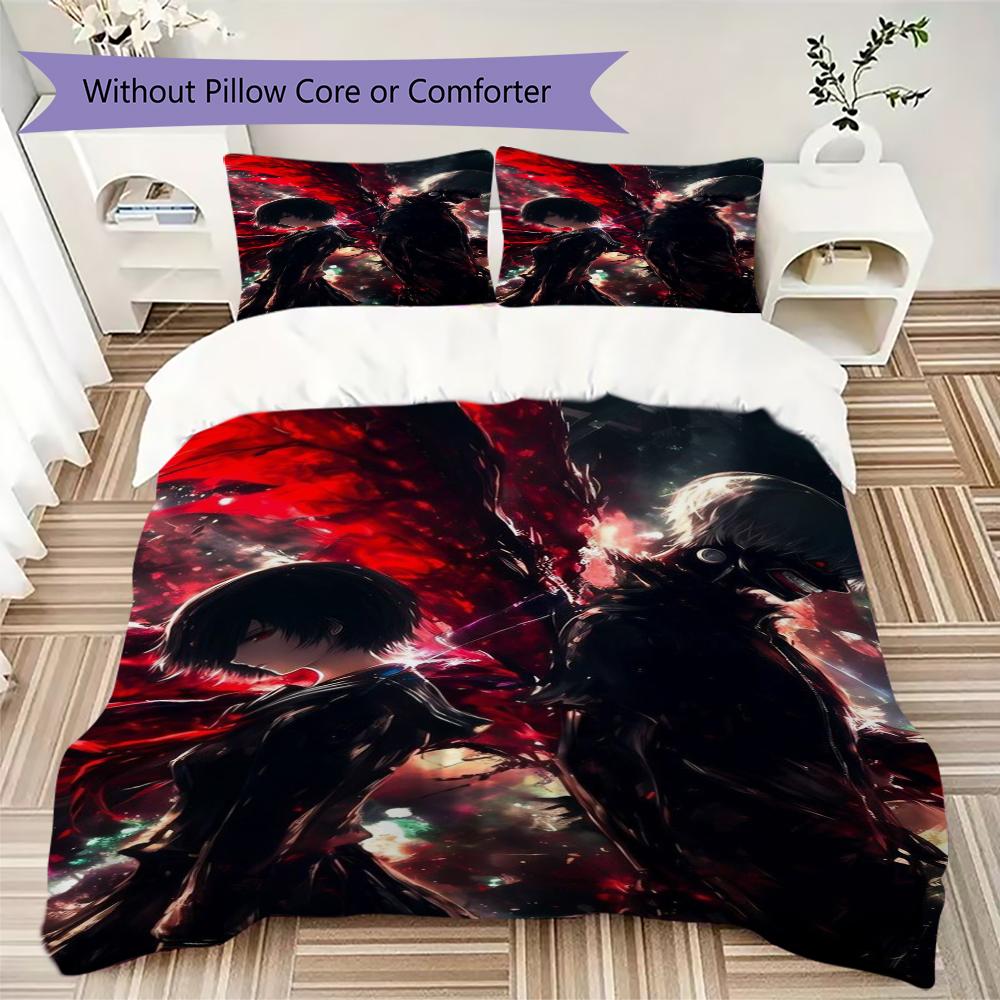 Tokyo Ghoul Pattern Bedding uilt Set uilt Cover Pillowcase Home Decoration Birthday Gift (1 * duvet cover + 2 * pillowcase without core)220