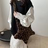 Star Leopard Print Plush Crossbody Bags for Women Furry Large Capacity Girls Shoulder Bag Vintage Tote Handbags Female Purse
