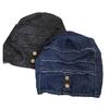 Vintage distressed button denim pile hat for women, fur edge sweater hat, autumn/winter niche wrapped hat, face-hugging little versatile
