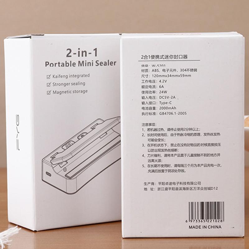 Mini Plastic Bag Heat Sealer USB Rechargeable Portable Food Sealer for Kitchen Travel Camping Storage