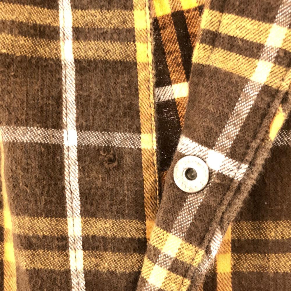 Lee 70s check 7 minutes sleeve Western shirt S Brown x yellow Old vintage Men's Used