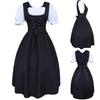 Elegant Medieval Women's Drawstring High Waist Bowknot Lace Up Long Dress For Halloween Parties