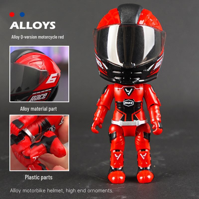 

Boxed 1:12 Scale Alloy Motorcycle Rider Deformation Figure with Helmet Doll Model красный