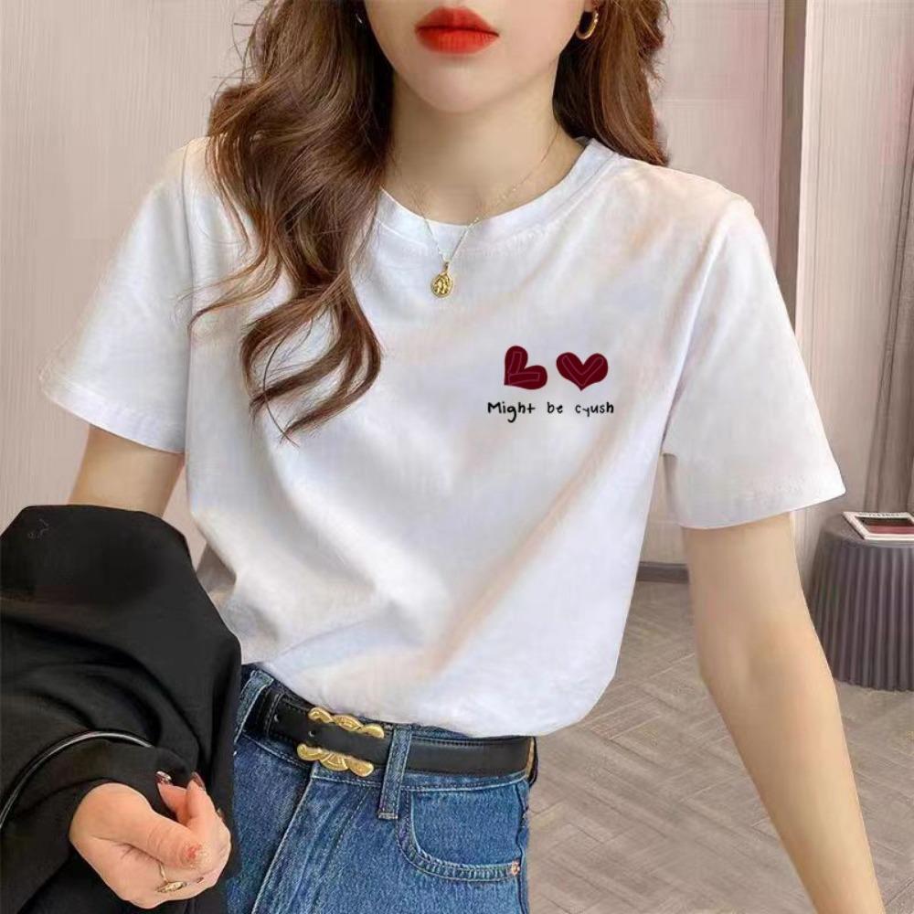 200G Cotton White Plus Size Round Neck Short Sleeve T-shirt Summer Loose Half Sleeve Bottoming Shirt