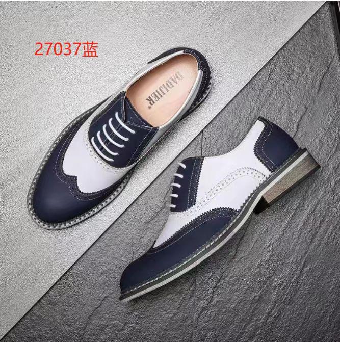 

New Men s Brock Carved Leather Shoes Business Dress Single Shoes Daily Casual Versatile Pointed Leather Shoes 48 синій