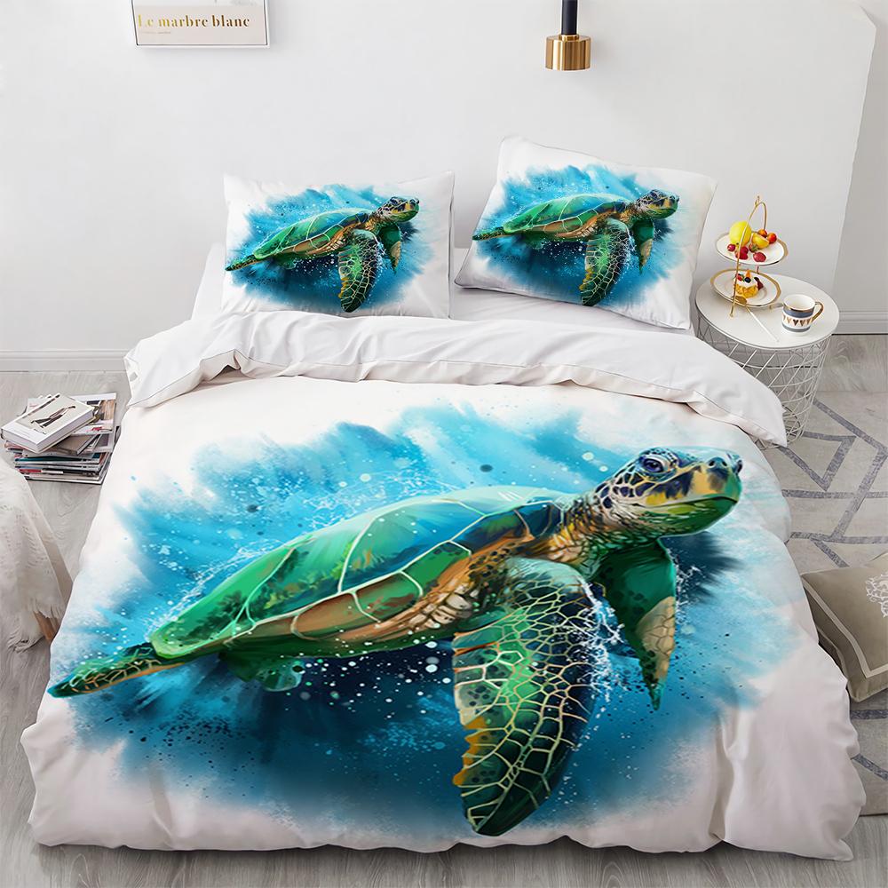 3D Print Red Blue Black Shark Whale Duvet Cover with Pillow Cover High Quality Soft Comforter Cover Bedding 100% Bamboo Fiber