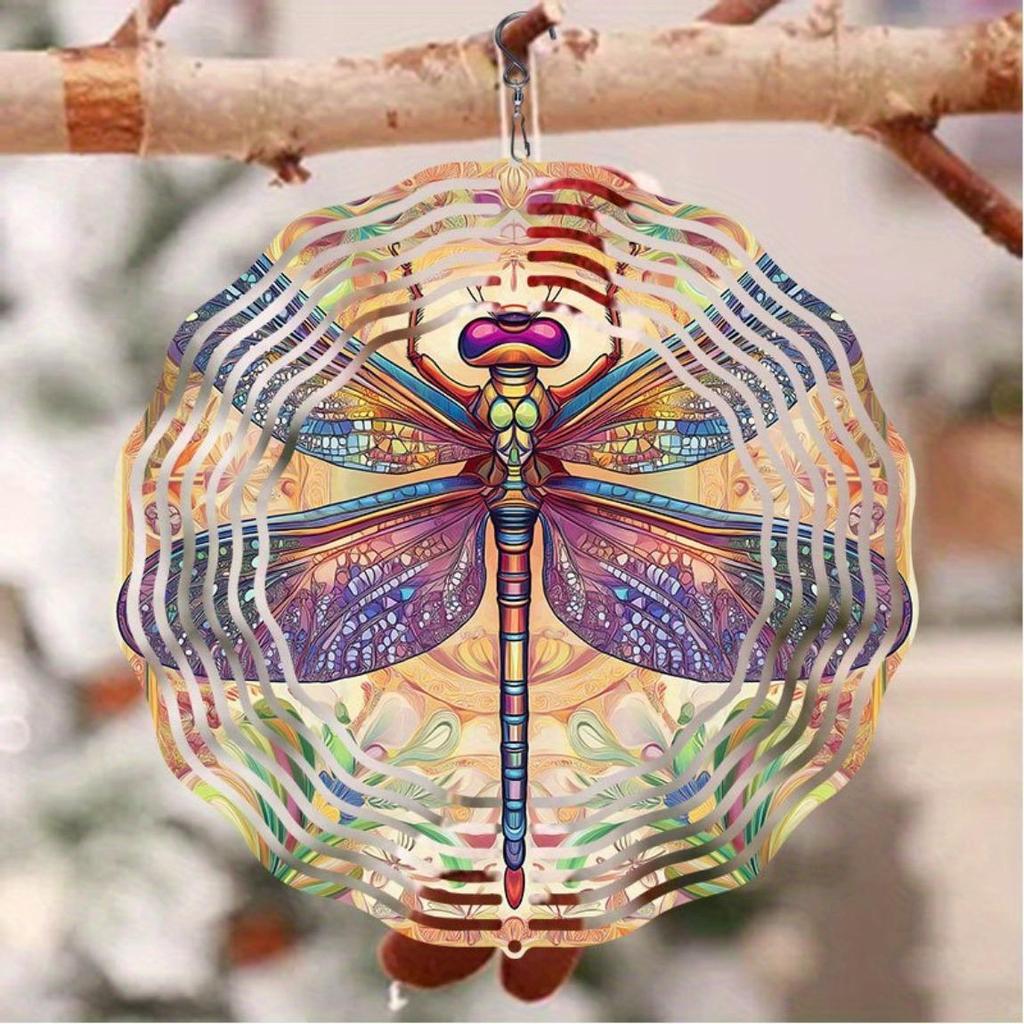 Colorful Dragonfly 3D Metal Wind Chime – Handcrafted Outdoor Hanging Decor for Garden, Patio, or Home | Artistic Gift for Weddings, Birthdays
