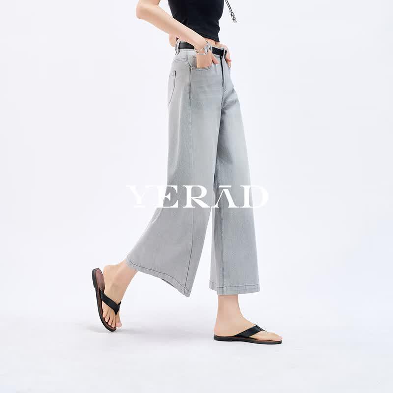 YERAD Women s Lightweight Cool-Feel Wide-Leg Cropped Jeans 32