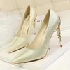 Fashion Luxury Metal Thin Heel High Heels Women Pumps 2024 Sexy Pointed Toe Ladies Shoes Fashion Wedding Woman Elegant Party Sandals