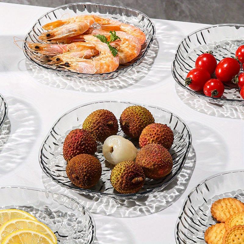 8Pc Luxurious Creative Iceberg Pattern Fruit Tray Hotel Style Bone Spitting Dish Dining Table Popular Small Transparent Tray Set