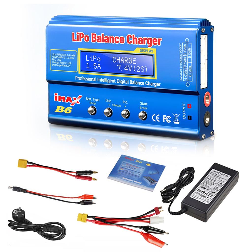 IMAX B6 80W Multi-function Battery Charger For Lipo Li-ion LiFe NiMh Ni-Cd PB XT60 Tamiya RC Balance Discharger+15V 6A Adapter