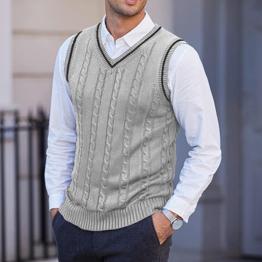 Men's  Leisure  Big Size  V-Neck  Thickened  Knitting  Vest  Sleeveless