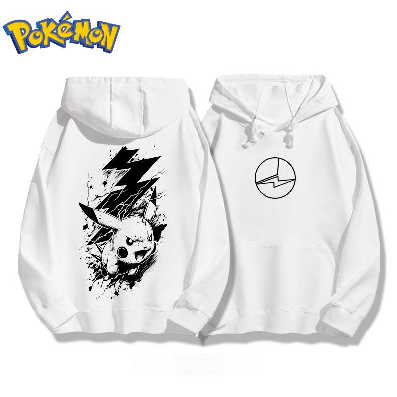 Pokémon Anime Pikachu Cotton Hoodie Men's and Women's Autumn/Winter New Double-Sided Printed Y2K Large Size Casual Sweater Top