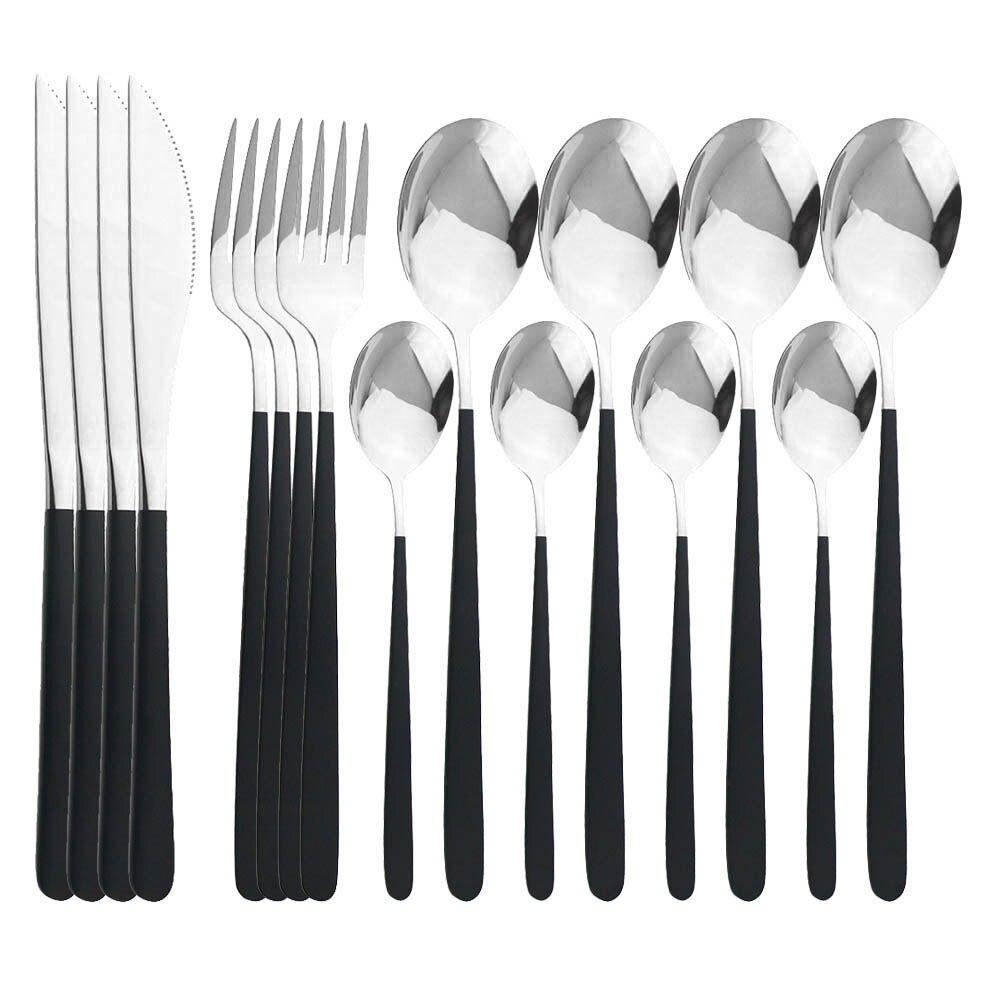 16Pcs Green Gold Dinnerware Set 304 Stainless Steel Cutlery Set Knives Forks Spoons Dinner Set Kitchen Tableware Silverware Set