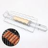 Collapsible Handle Hot Dog Grilling Clip Stainless Steel Barbecue Rack BBQ Grill Basket  Shrimp