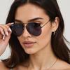 Elegant Metal Frame Pilot Sun Glasses Shatterproof PC Lens UV400 Sunproof Glasses For Women Men Driving And Cycling