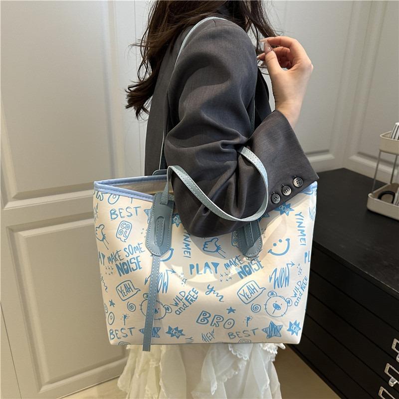 Simple Temperament Summer New Small Fresh Printing Large Capacity Tote Bag Women's Shoulder Commuter Backpack
