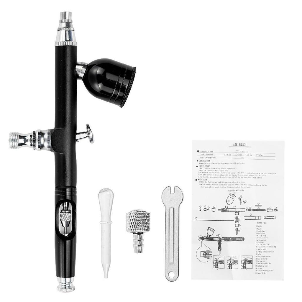 Airbrush Kit, Dual-Action Gravity Air Brush Gun with 3 Nozzle Sets, Aluminum Spray Gun for Makeup Nail Art Painting Model