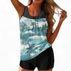 Women’s Sleeveless Tankini Top and Shorts Set Lightweight Printed Swimwear with Scoop Neck and Relaxed Fit for Beach Pool