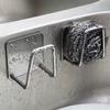 Stainless Steel Sponge Drain Rack - No Punching Kitchen Sink Cover with Steel Wire Ball Pot Brush Holder Wall Mounted Cloth Rack