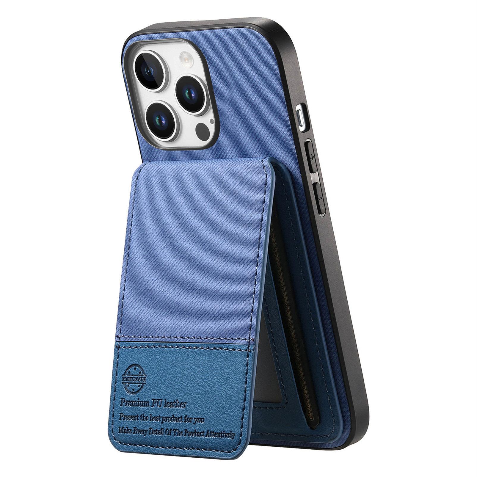 

For iPhone 13 Pro 6.1 inch Case Cloth Texture Leather+PC+TPU RFID Blocking Phone Cover with Card Holder Black