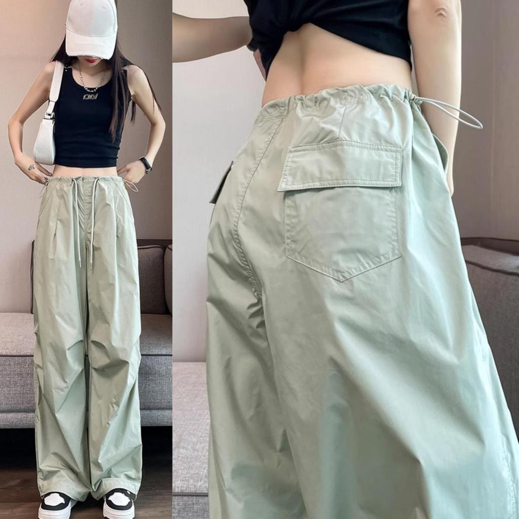 Damen Koreanischer Stil Lässig Hip Hop Y2k Vintage Streetwear Cargohose Einfarbig Hohe Taille Locker Jogginghose Sommer