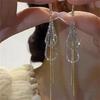 Temperament  Gold Plated Elegant Zircon Snowflake Long Tassel Earrings for Women Girl Rhinestone Dangle Water Drop Earrin