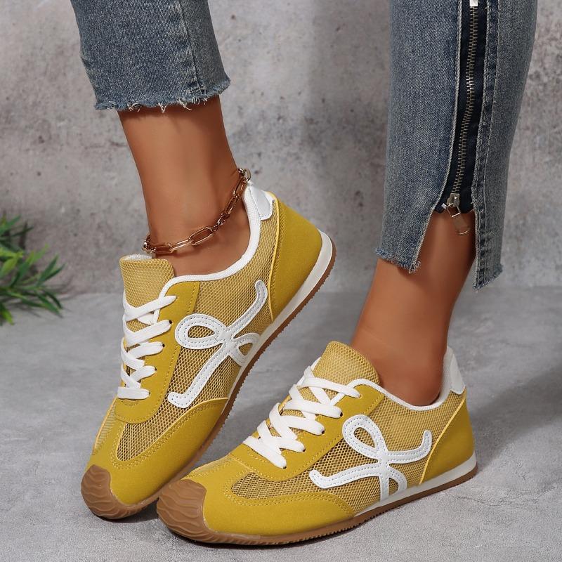 

Мода 2025 НОВЫЕ женские кроссовки Удобные и дышащие Подходят для спорта Шнуровка Перфорация Обувь Кроссовки на мягкой подошве 41 жёлтый