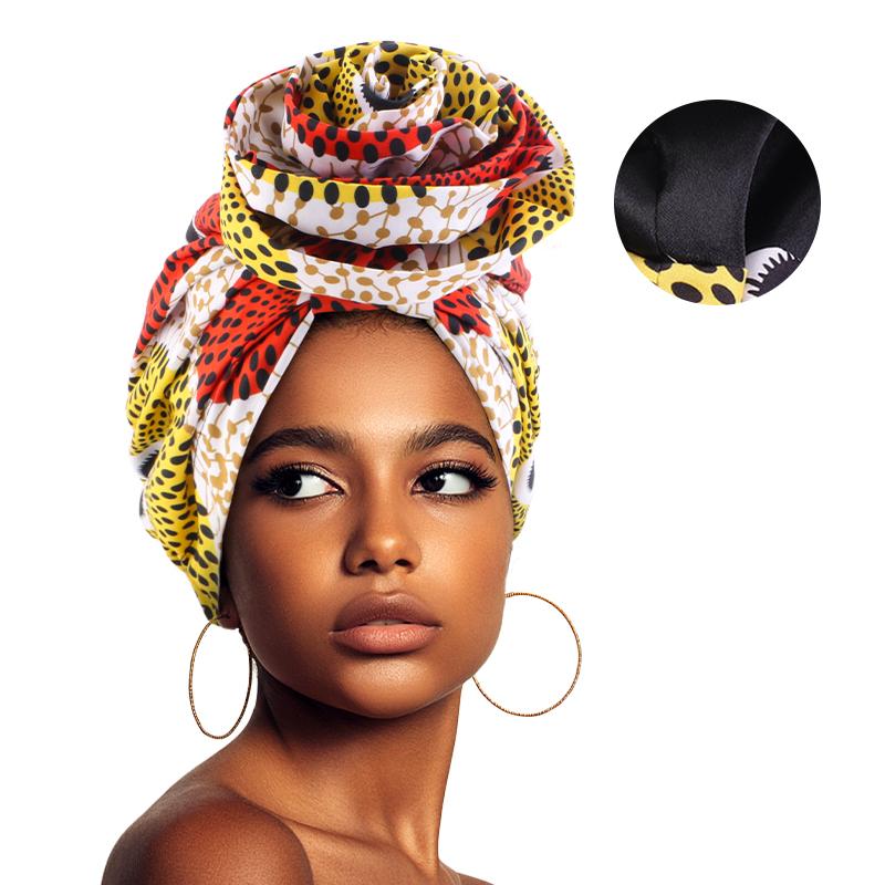 Afrikanischer Turban für Damen, gefüttert mit Satin, große Blumenmütze, Kopftuch mit Blumenmuster, muslimisches Kopftuch, Damenmütze