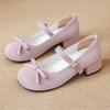 Fashion Cute Pink Butterfly-knot Mary Jane Shoes Women Fashion Heart Buckle Thick Designer Shoe Sweet Lolita Dress Shoe Zapatos De Mujer