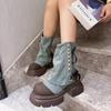 Ankle Boots Riveted Spice Girl Style Fake Two Pile Pile Boots Platform Elevation Little Boots Girl
