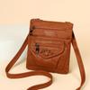 Women's Soft Leather Shoulder Bag Multi-Layer Crossbody Bag