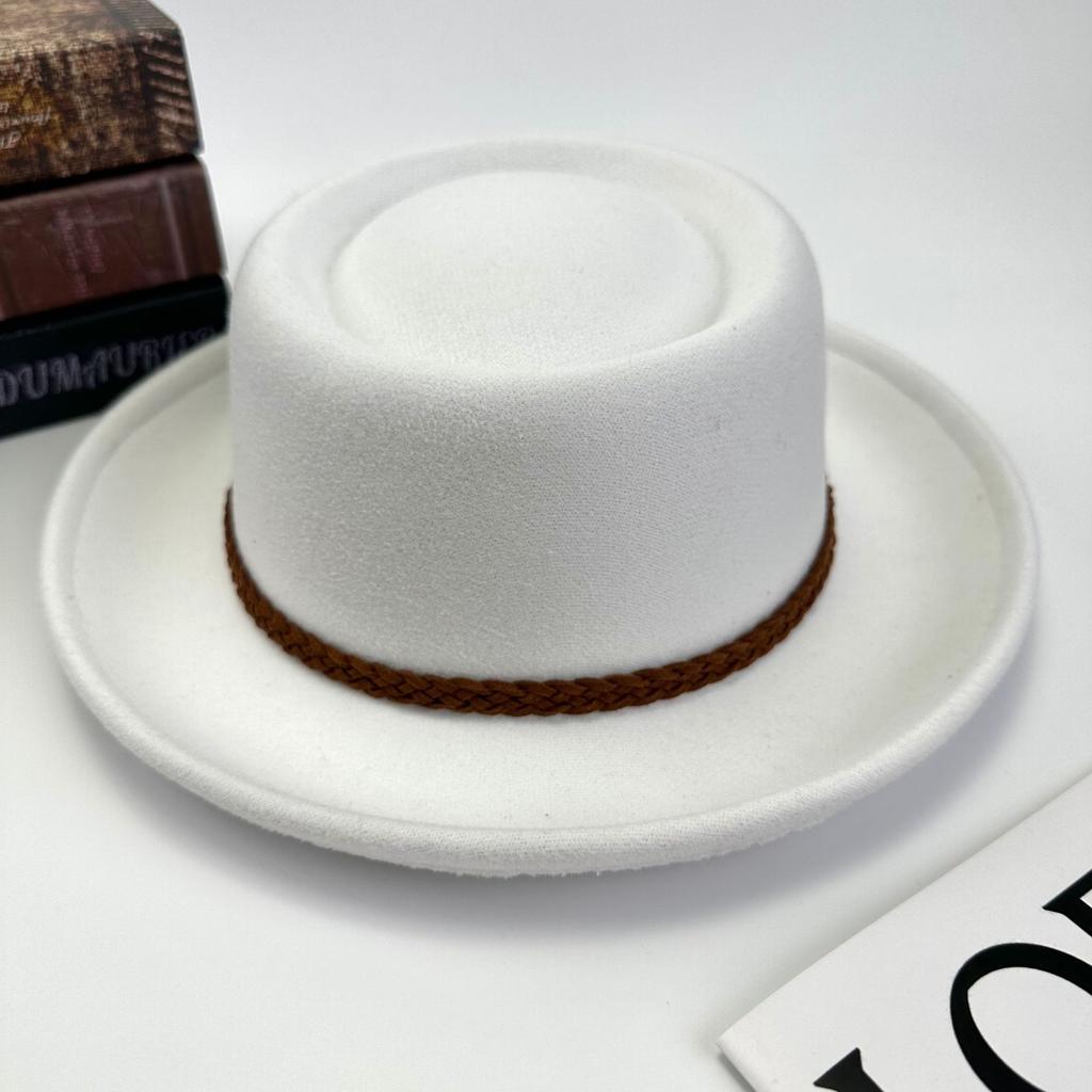 Four Seasons Top Hat Knitted With Felt Hat Curled Edge Flat Top Versatile Sunscreen Women And Men