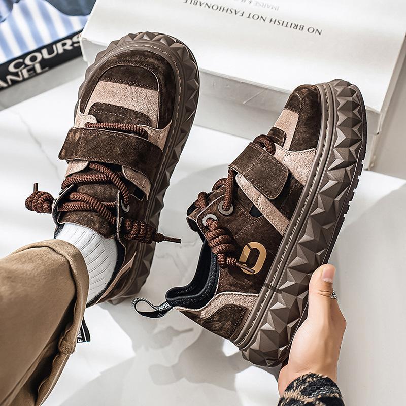 Men's Sports Shoes Fashion Designer Tire Sole Running Shoes Teenagers Thick-soled Low-top Casual Super Fiber Trendy Sneaker