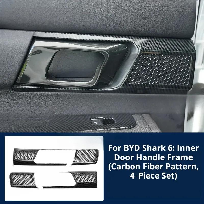 For BYD Shark 6, Carbon Fiber Pattern Center Console Gear Shift Frame Trim, Interior Anti‑Scratch Decorative Protective