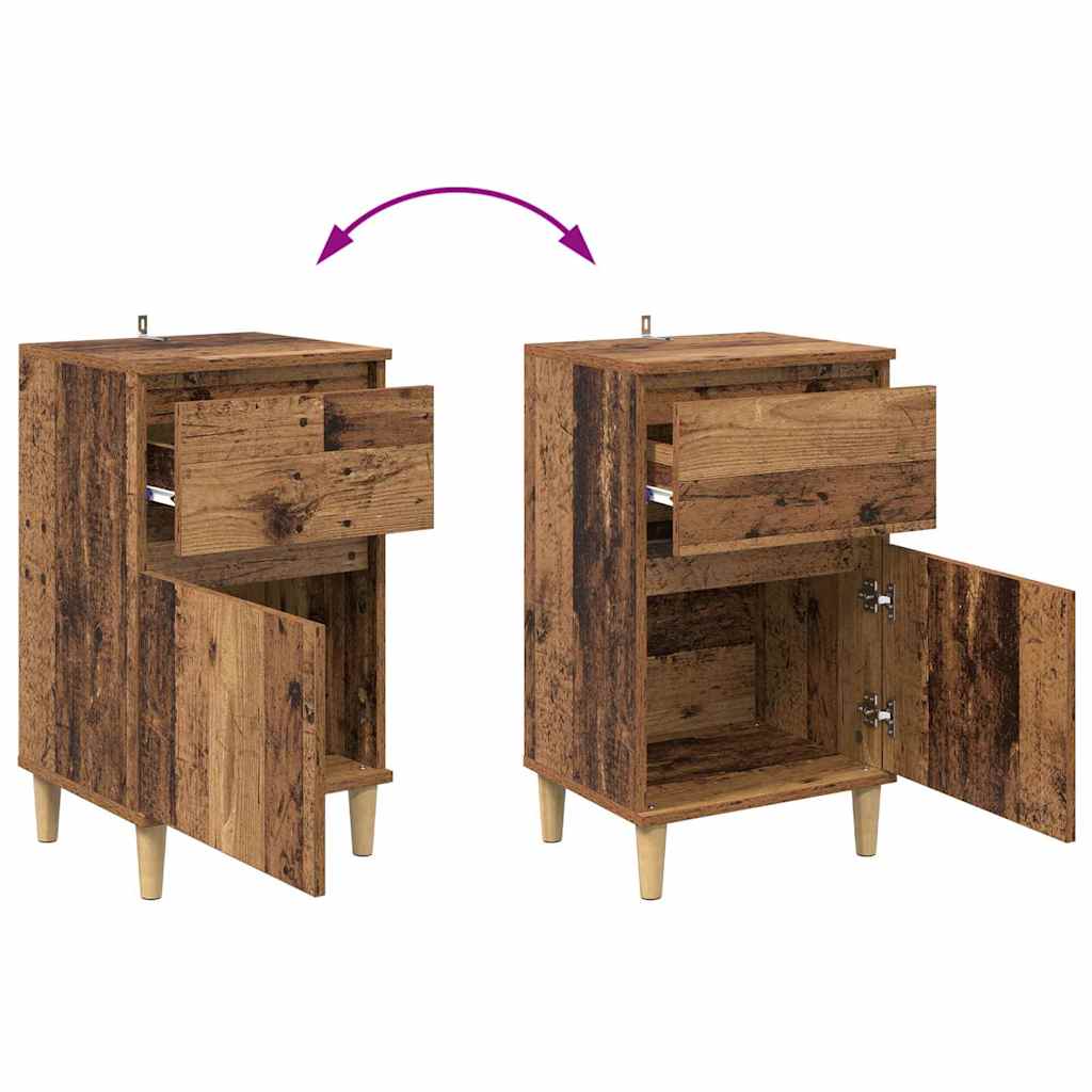 Nightstand with Drawers Reclaimed Wood Look 40 x 35 x 70 cm Particleboard