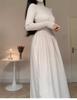 Apricot Long-sleeved Base Semi-turtleneck Knitted Dress for Women's Autumn and Winter Inner Fit Slim-fitting High-waisted A-word Sweater Long Skirt