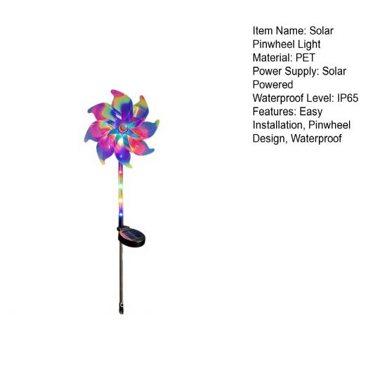 Colorful Solar Pinwheel Light, Waterproof Solar Powered Wind Spinner Light, Outdoor Rotating Pinwheel, Pathway Light for Garden Yard Patio Lawn Decor
