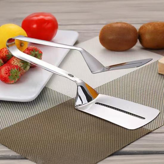 Stainless Steel BBQ Spatula Tongs with Non-Slip Grip Heat-Resistant Grilling Turner for Burgers Fish Pancakes Multi-Purpose Cooking Utensil