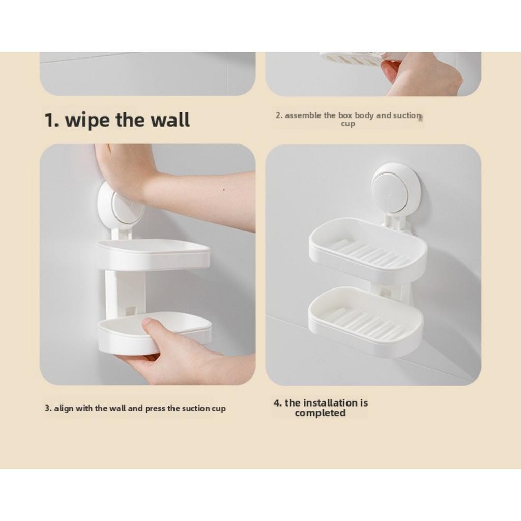 Bathroom Non Perforated Soap Box Suction Cup Wall Mounted Toilet Single and Double Layer Washroom Household Drain Storage Rack