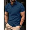 Men's Casual Solid Color Button Short Sleeved T-shirt Polo Shirt