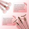 4 In 1 Vibrating Rose Quartz Roller Face Roller Eye Massager Jade Roller T/V Shaped Face Lifting Slimming Beauty Care Massager