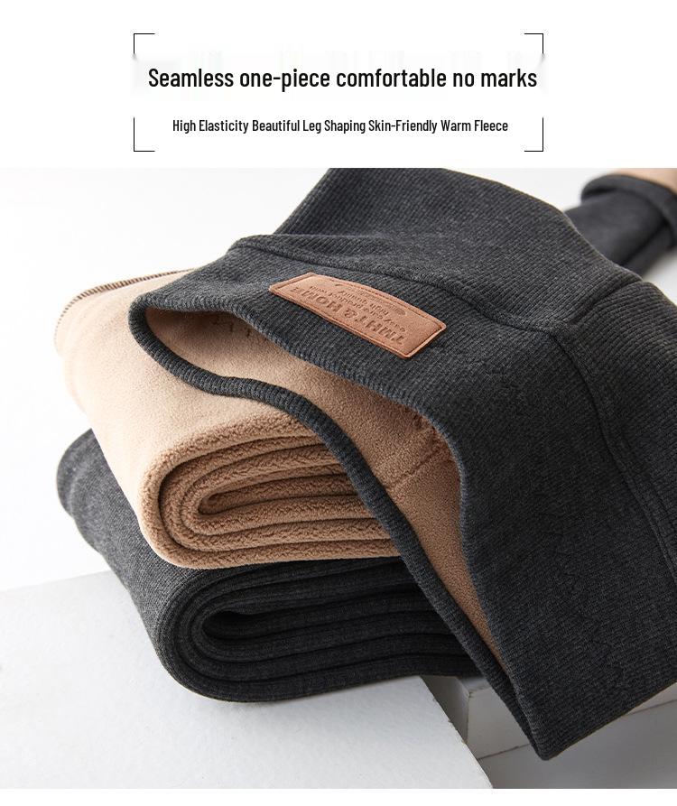 Plus Size Women's High Waist Fleece-Lined Lambswool Leggings for Autumn/Winter - Fits Up to 200 lbs