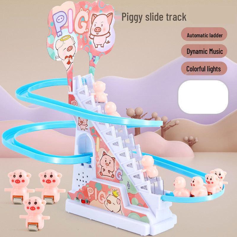 Automatic Stair Climbing Duck Educational Toy for Kids - Light & Sound Electric Track Slide