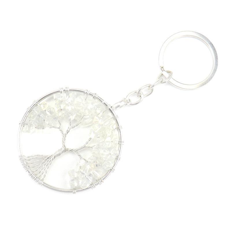 Natural Gravel Crystal Root Tree Tree Of Life Pendant Keychain Bag Pendant Keychain K04
