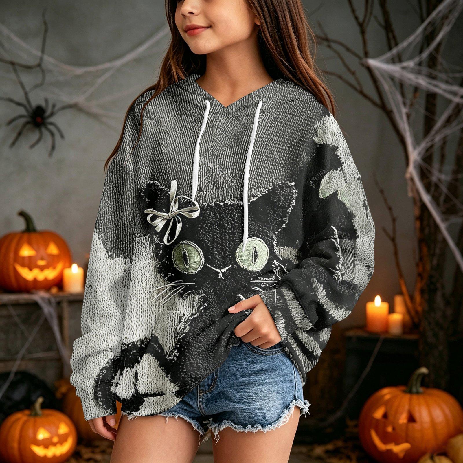 Kids Halloween Printed Hoodie Casual Pullover Sweatshirt for Party and Daily Wear 90