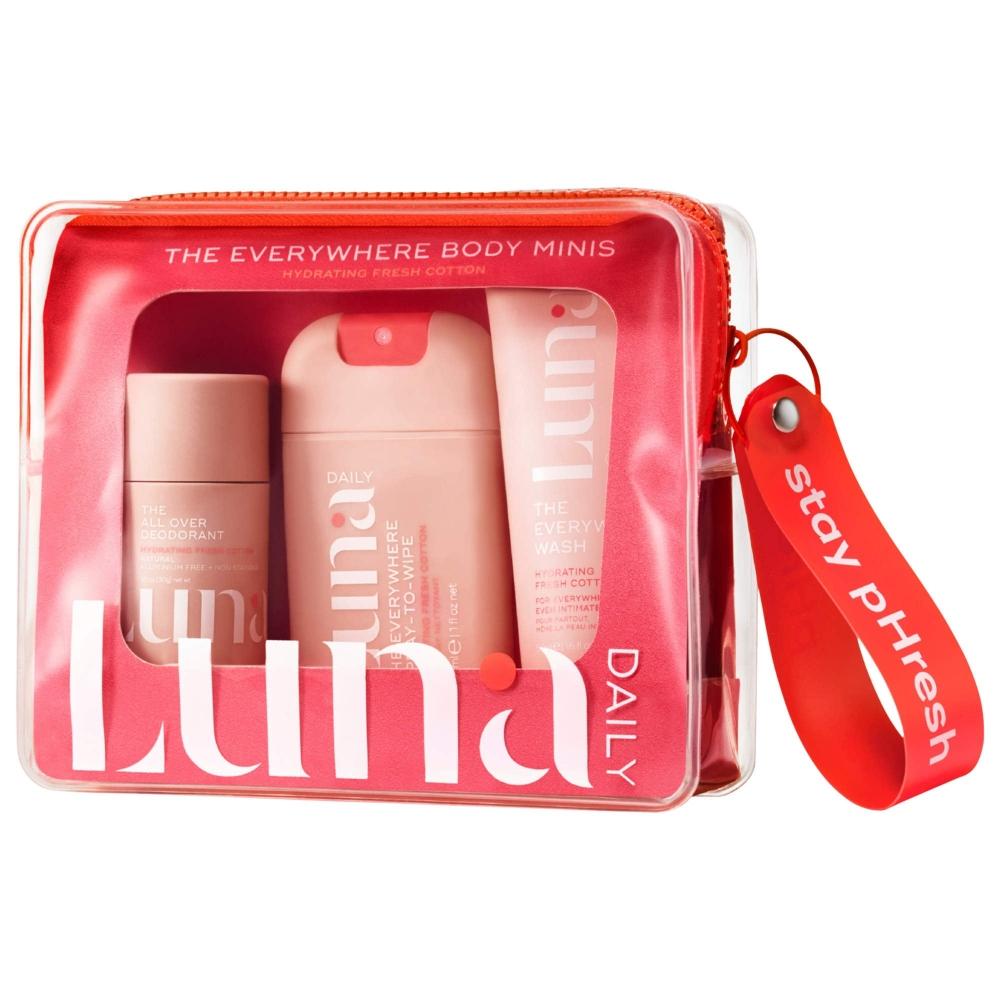 Luna Daily Hydrating Everywhere Body Minis Kit 3 Step Microbiome + Ph Balancing Routine 13.5 Oz 400 Ml