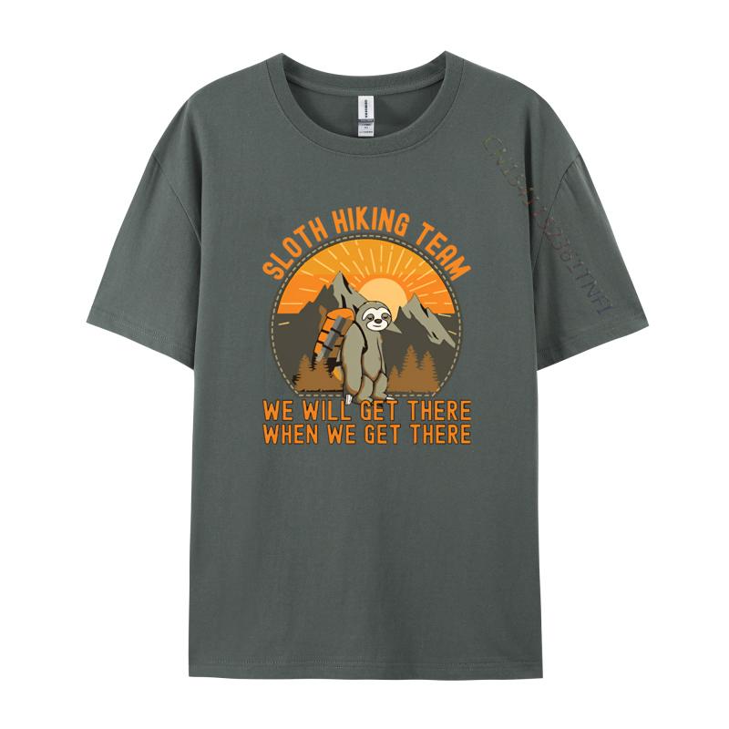 Retro Sloth Hiking Team We Will Get There Tshirt Graphic TShirt Normal High Quality Men Tops Tees Normal Cotton